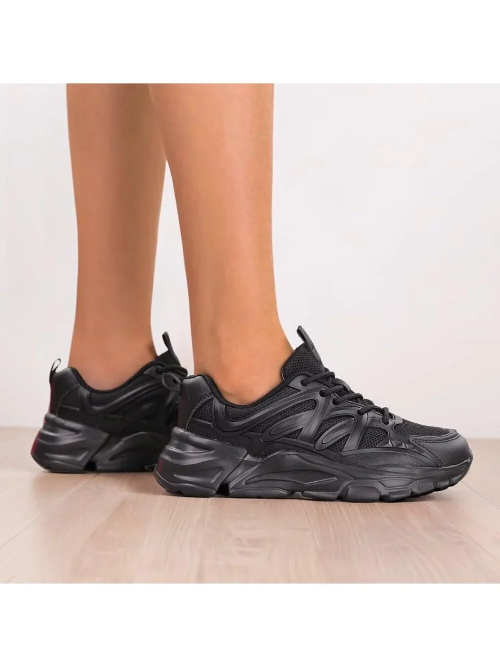 Women's Black Ladies Walking Comfor Breathable Soft Sole Tennis Sneaker Shoes